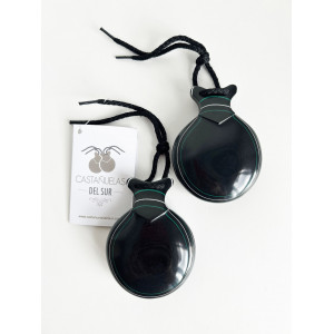 Castanuelas del Sur. Кастаньеты Сapricho. Vidrio negro / vet.blanca y verde. Caja doble.