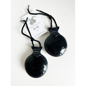 Castanuelas del Sur. Кастаньеты Сapricho. Vidrio negro / vet.blanca y azul. Caja normal.